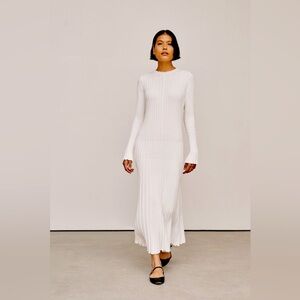 ADA OFF WHITE LONG SLEEVE MIDI DRESS - XS